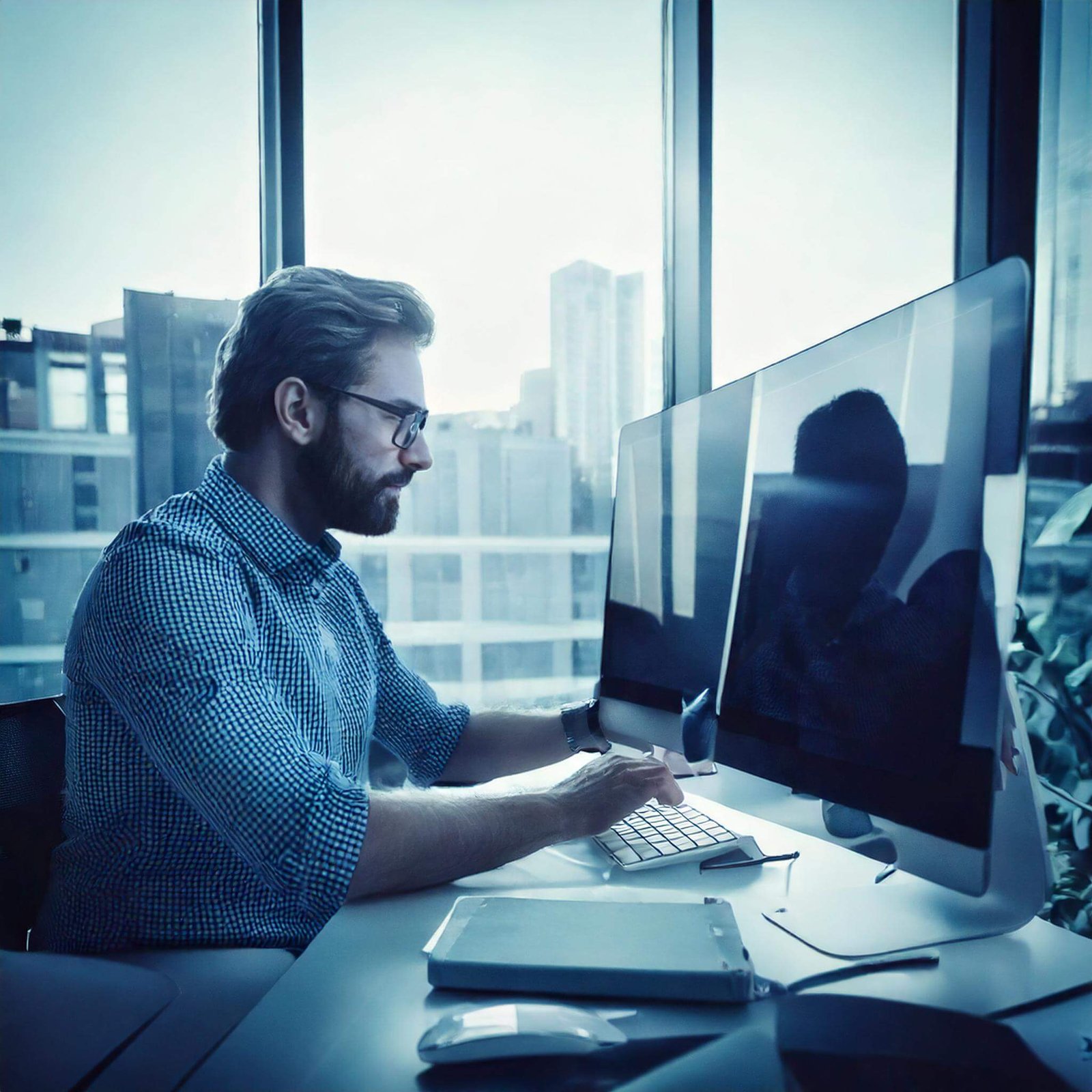Des concepteurs web professionnels collaborant dans un bureau, illustrant le travail d'équipe et la créativité dans les projets de design web.
